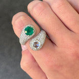 5.78ct Emerald Diamond 18K Gold Bypass Ring