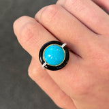10.65ct Diamond Turquoise Black Onyx 18K Gold Cocktail Ring