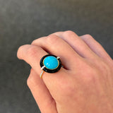 10.65ct Diamond Turquoise Black Onyx 18K Gold Cocktail Ring