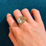 17.17ct Brown Diamond White Topaz 18K Gold Cocktail Ring