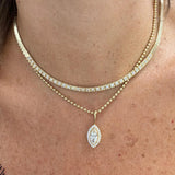GIA 1.22ct Diamond 18K Gold Marquise Halo Pendant