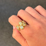 3.36ct Diamond 18K Gold Wave Pear Ring