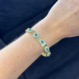 4.85ct Diamond Emerald 14K Gold Bangle Bracelet