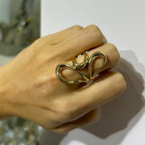 14K Gold Grooved Statement Ring