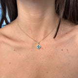14K Yellow Gold Clover Evil Eye Pendant