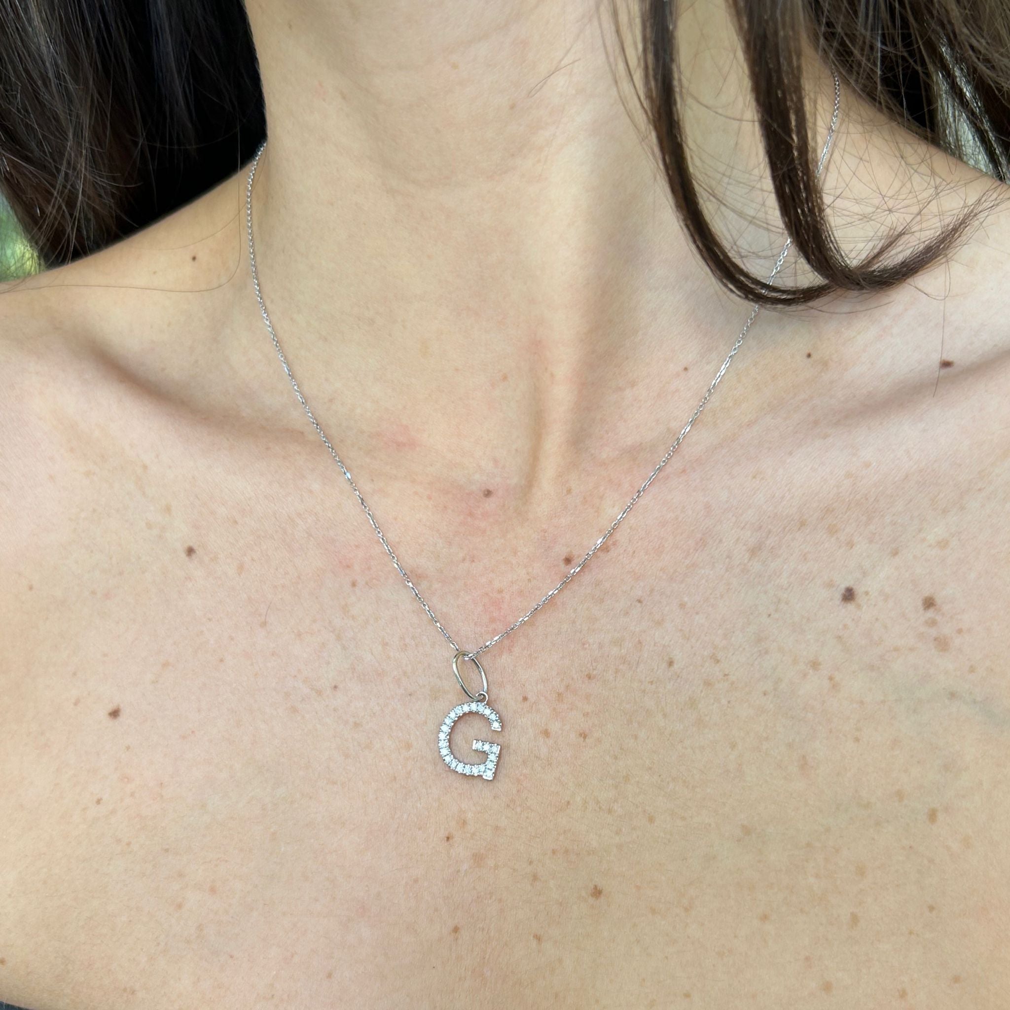 0.35ct Diamond 18K Gold Letter G Pendant