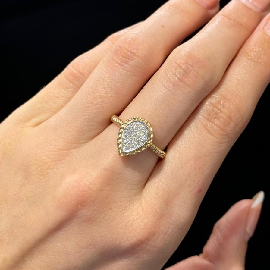 0.28ct Diamond 14K Gold Illusion Pear Ring