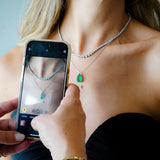 5.22ct Emerald 18K Gold Pear Cut Necklace