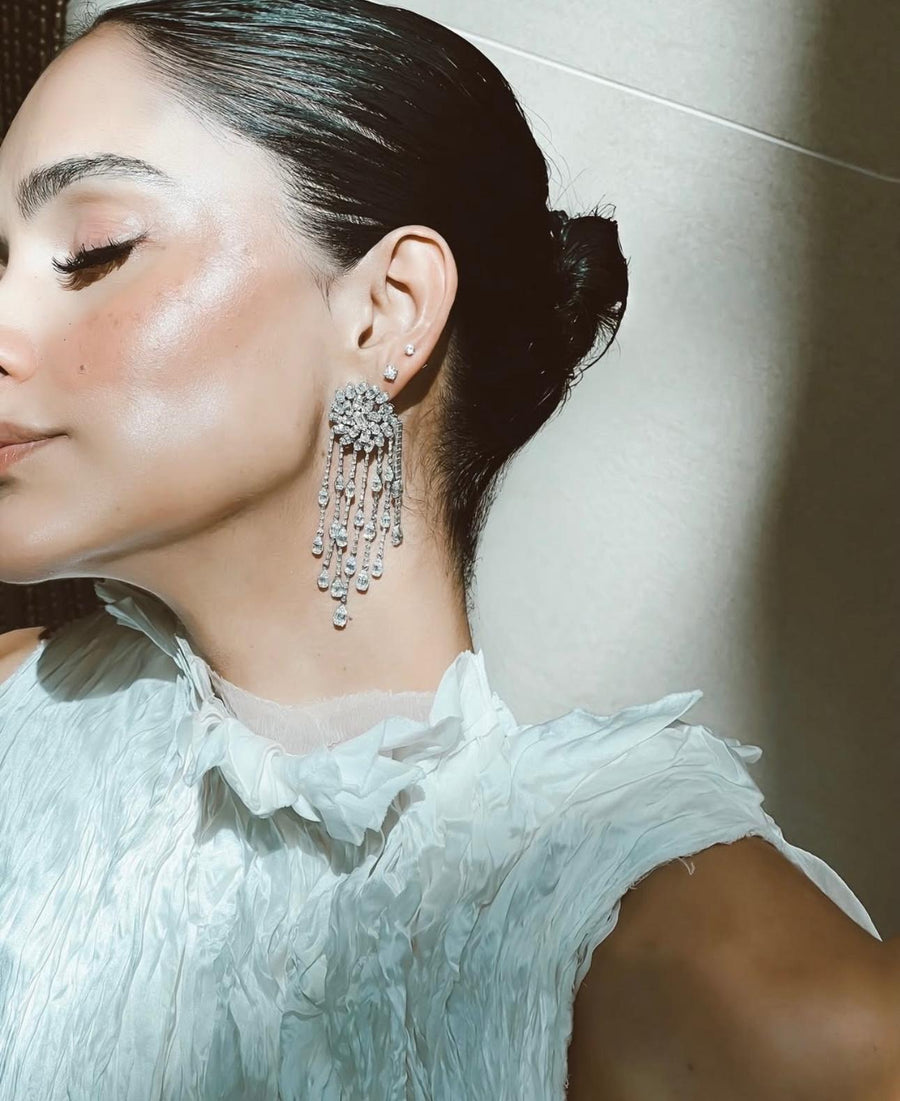 6.25ct Diamond 14K Gold Flower Cascade Earrings