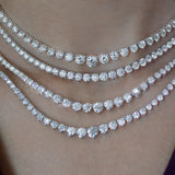 12.19ct Diamond 18K Gold Graduated Tennis Necklace
