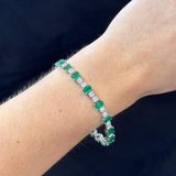 13.69ct Emerald Diamond 18K Gold Tennis Bracelet
