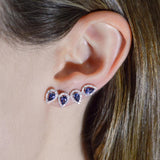 2.60ct Diamond Sapphire 18K Gold Climber Earrings