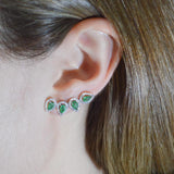 2.20ct Diamond Emerald 18K Gold Climber Earrings