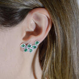 2.66ct Diamond Emerald 18K Gold Cluster Climber Earrings