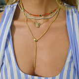 14K Gold Small Snake Wheat Adjustable Lariat Necklace