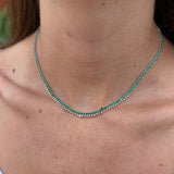 4.06ct Diamond Emerald 18K Gold Stationed Tennis Necklace