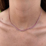 5.75ct Ruby Diamond 18K Gold Stationed Tennis Necklace