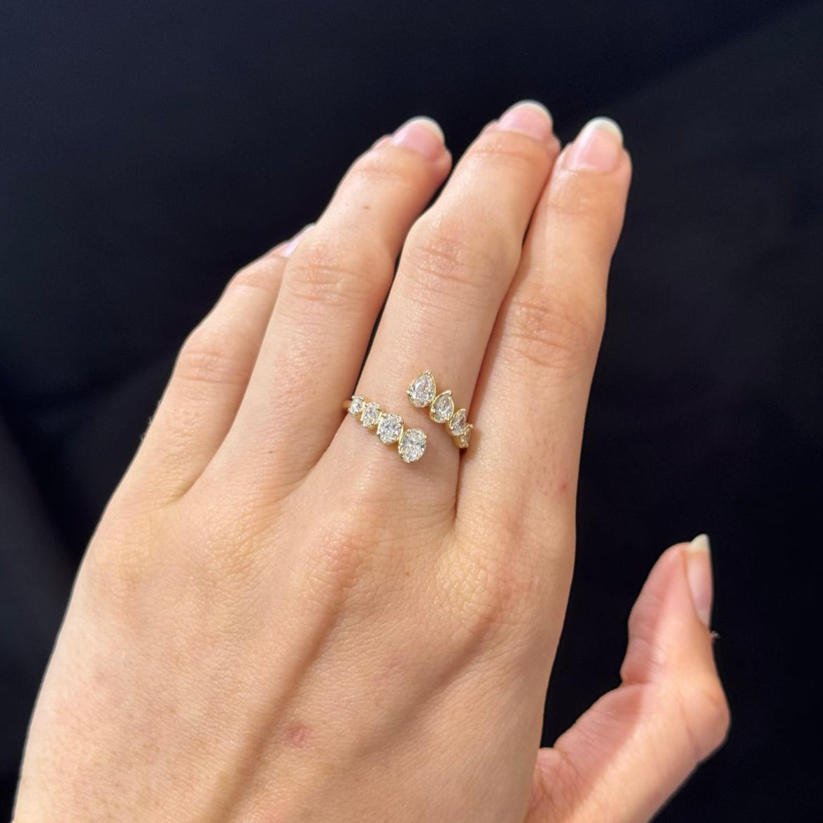3.16ct Diamond 14K Gold Cluster Bypass Ring