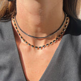 5.09ct Black Diamond 18K Gold Stationed Tennis Necklace