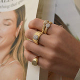 0.42ct Diamond 14K Gold Grooved Ring