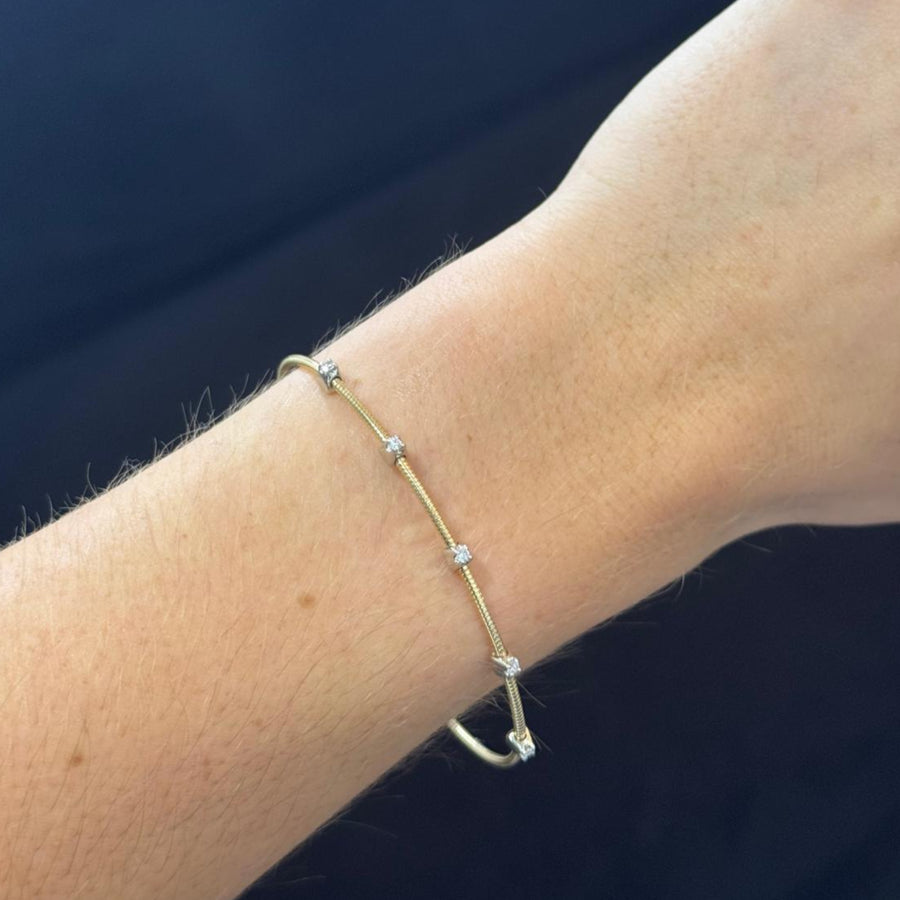 0.11ct Diamond 14K Gold Bangle Bracelet