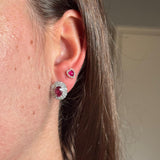 2.55ct Diamond Ruby Platinum Halo Stud Earrings