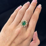 1.90ct Diamond Emerald 18K Gold Bezel Halo Ring