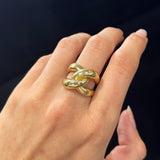 14K Gold Grooved Statement Ring