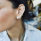 0.15ct Diamond Pearl 18K Gold Climber Ear Cuff