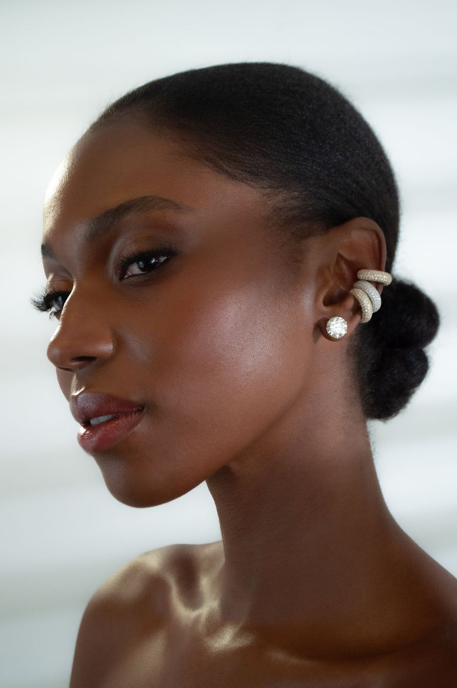 2.10ct Diamond 18K Gold Multi Row Pave Ear Cuff