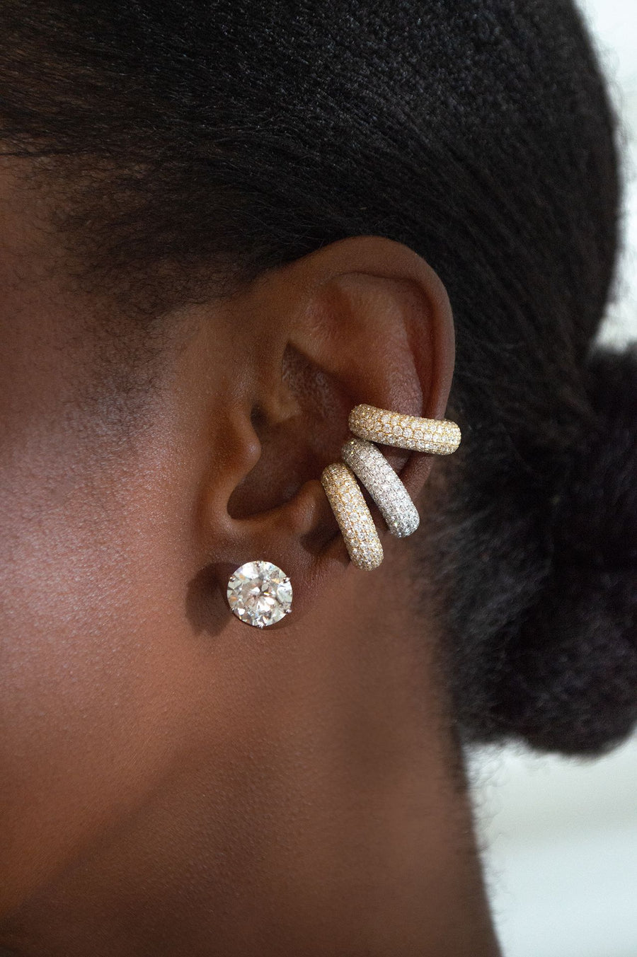 2.10ct Diamond 18K Gold Multi Row Pave Ear Cuff