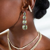 27.6ct Green Amethyst Tanzanite 18K Earrings
