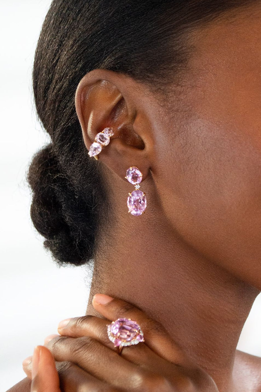 22.13cts Kunzite Diamond 18K Gold Earring