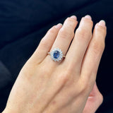 1.65ct Diamond Sapphire 18K Gold Halo Ring