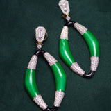 5.04ct Diamond 14K Gold Enamel Statement Earrings