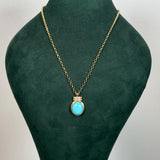 Turquoise Pendant 14K Gold Chain Necklace