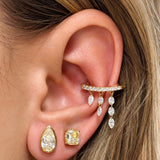 0.88ct Diamond 18K Gold Dangle Drop Ear Cuff