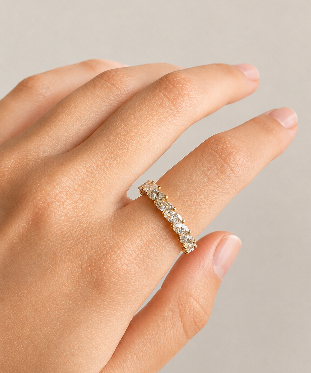 3.33ct Diamond 18K Gold Pear Eternity Ring