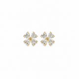 3.46ct Diamond 18K Gold Heart Cut Clover Stud Earrings