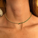 9.71ct Emerald Diamond 14K Gold Tennis Necklace