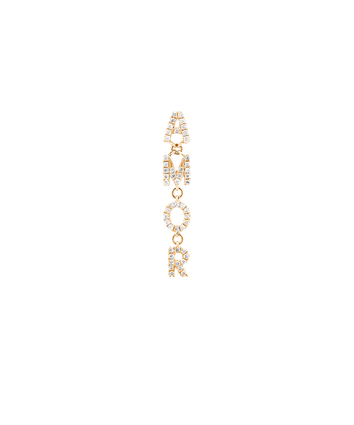 0.20ct Diamond 18K Gold "Amor" Single Dangle Drop Earring
