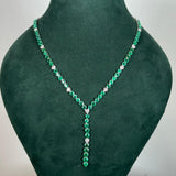 11.7ct Diamond Emerald 18K Gold Lariat Necklace