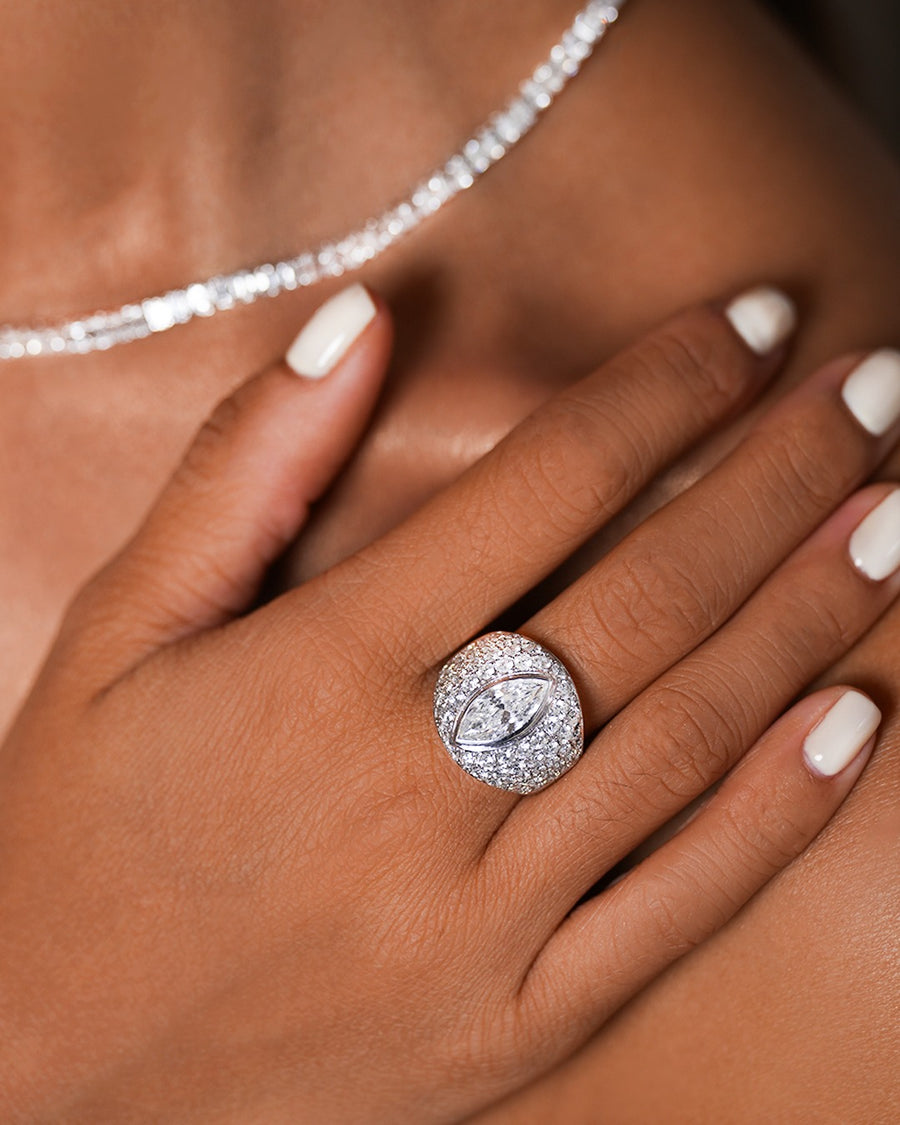 3.33ct Diamond Platinum Statement Cluster Ring
