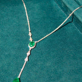 5.30ct Diamond Emerald 18K Gold Lariat Drop Necklace