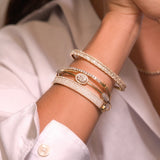 2.50ct Diamond 14K Gold Multi Row Pave Bangle Bracelet