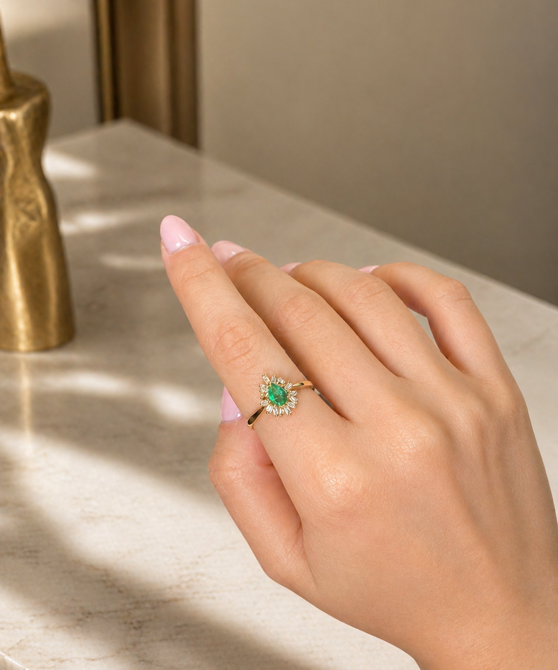 0.50ct Emerald Diamond 18K Gold Ring