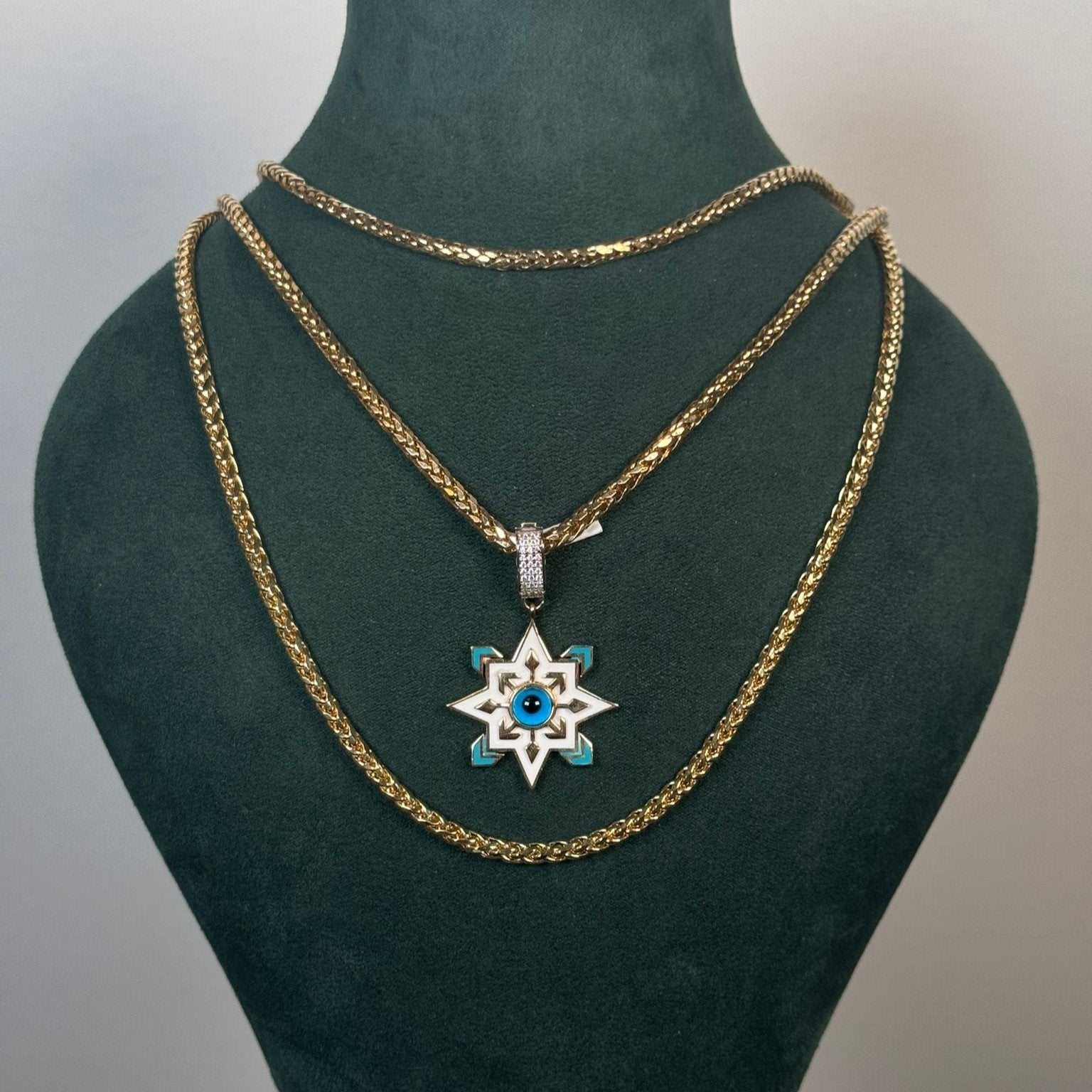 14K Gold Evil Eye Star Pendant