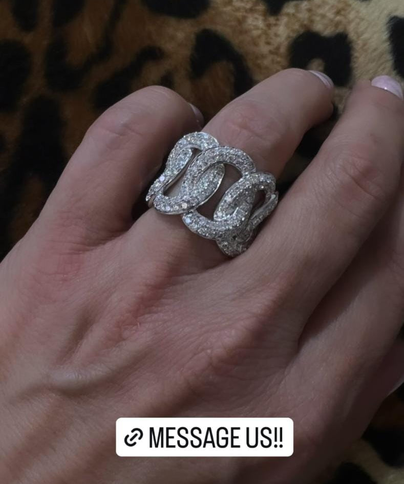 Diamond 18K Gold Statement Cuban Chain Ring