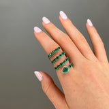 3.95ct Emerald Diamond 18K Gold Spiral Ring