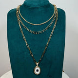 1.5ct Diamond Sapphire 18K Gold Paper Clip Link Chain Necklace
